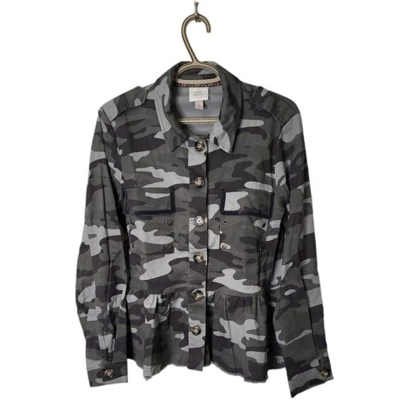 Knox Rose Women's Shirt Size M Tunic Camo Long Sleeve Frayed Hem - Picture 4 of 6